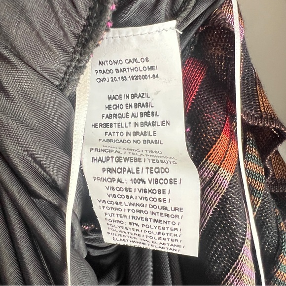 Cecilia Prado Deep V Tiered Multicolor Stripe Maxi Dress with Twist Front Size M - Picture 9 of 13